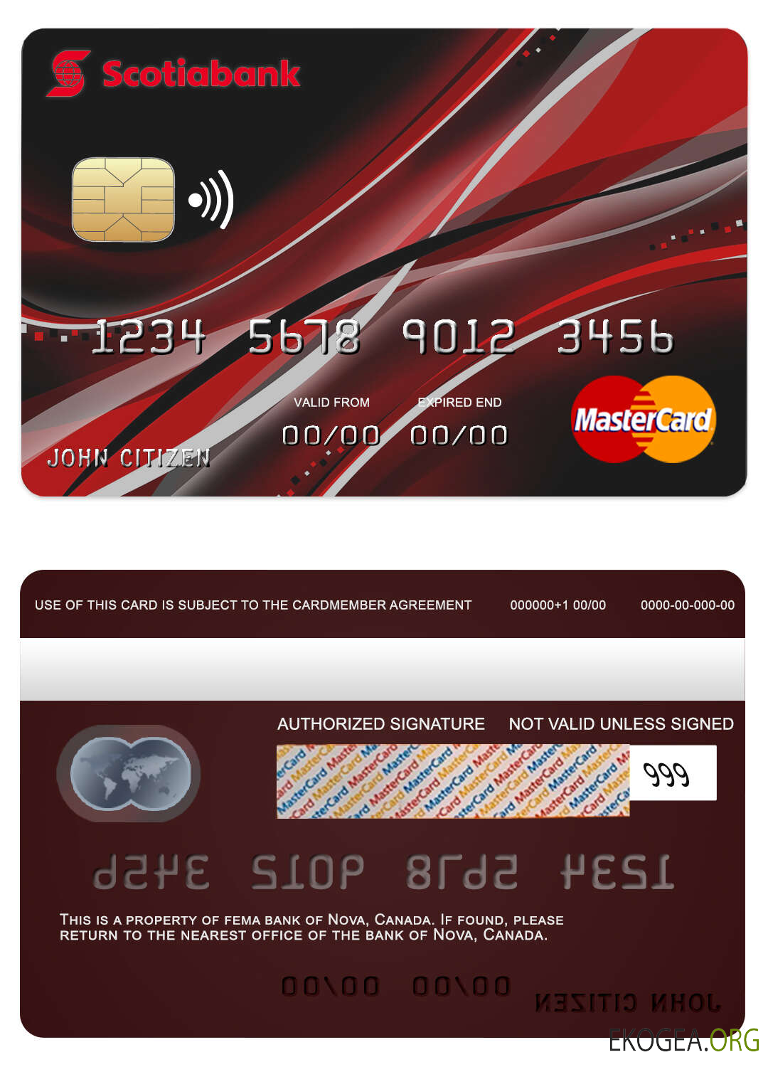 Carte Mastercard de la banque Canada Nova